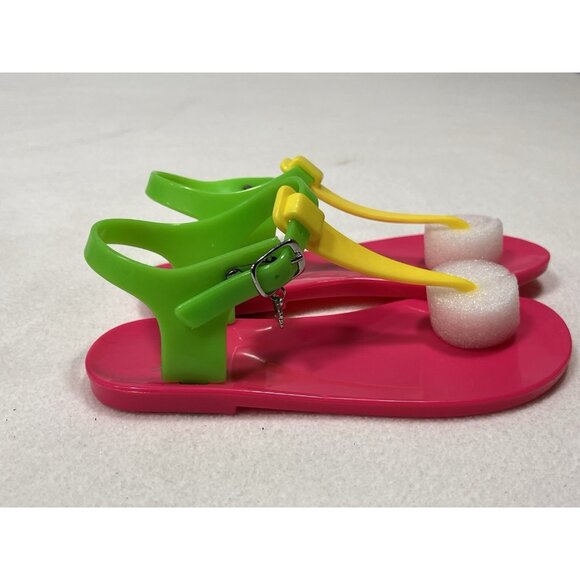 Girls Jelly Sandals Size 12 Shiekh IAN-IIS Pink Yellow Green New in Box - Picture 9 of 12